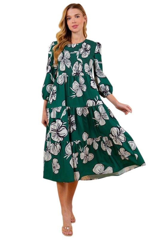 Make It Right Green Printed Dress