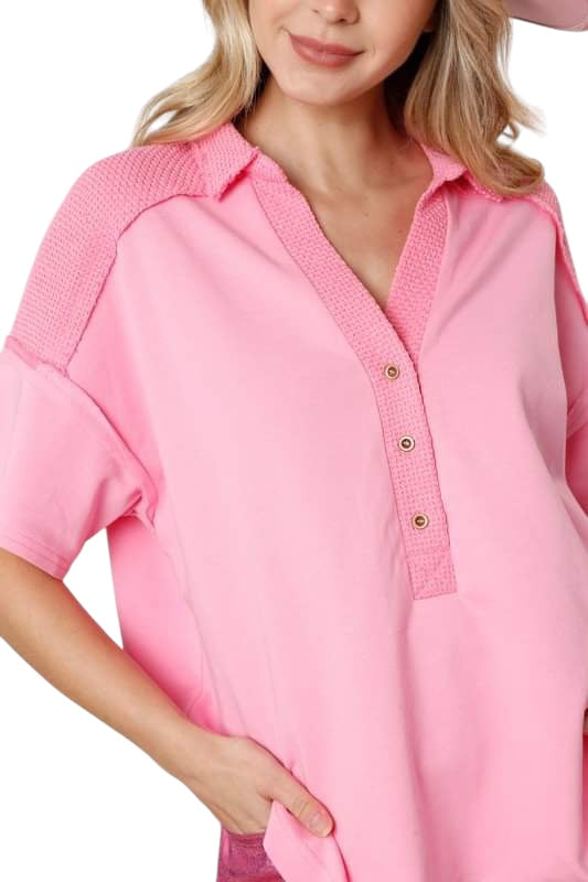 All The Pink Feels Collar Top