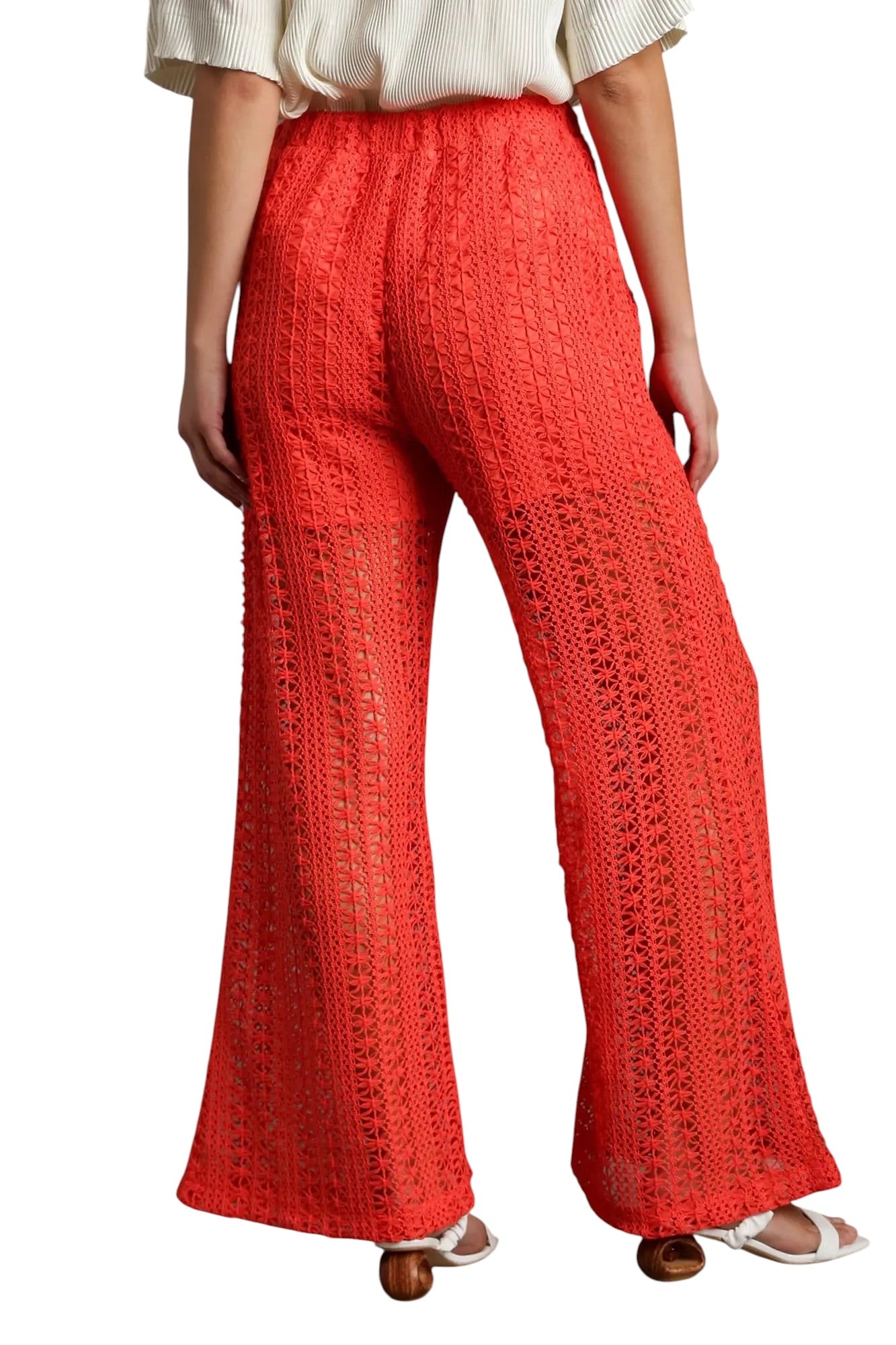 Feminine Coral Crochet Pant