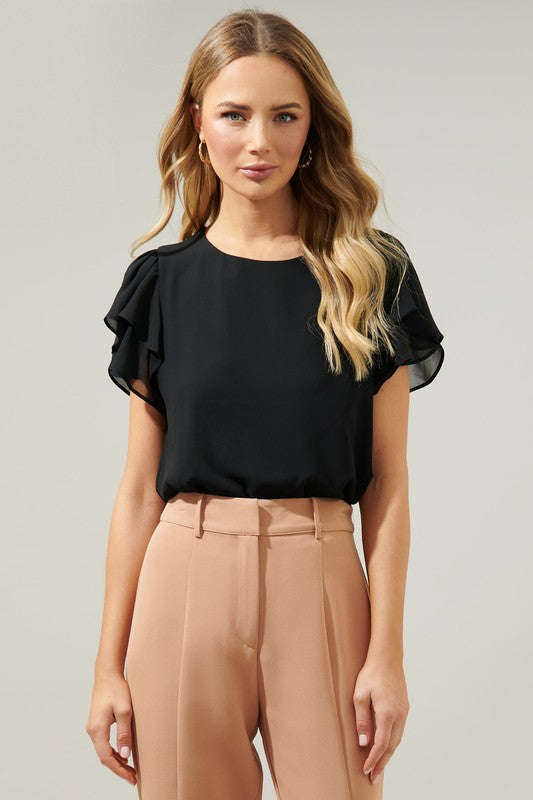 MORE IN LOVE BLACK CHIFFON TOP