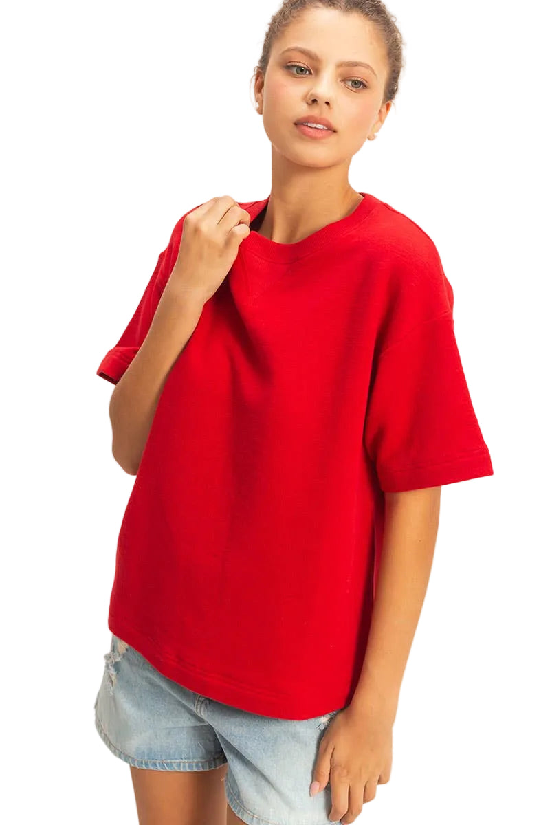 Stacy Red Terry Top