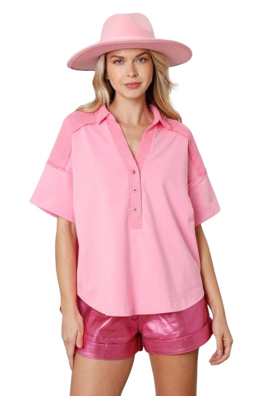 All The Pink Feels Collar Top