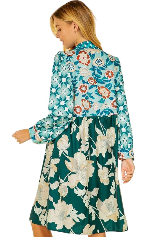 Off The Record Mint Printed Dress