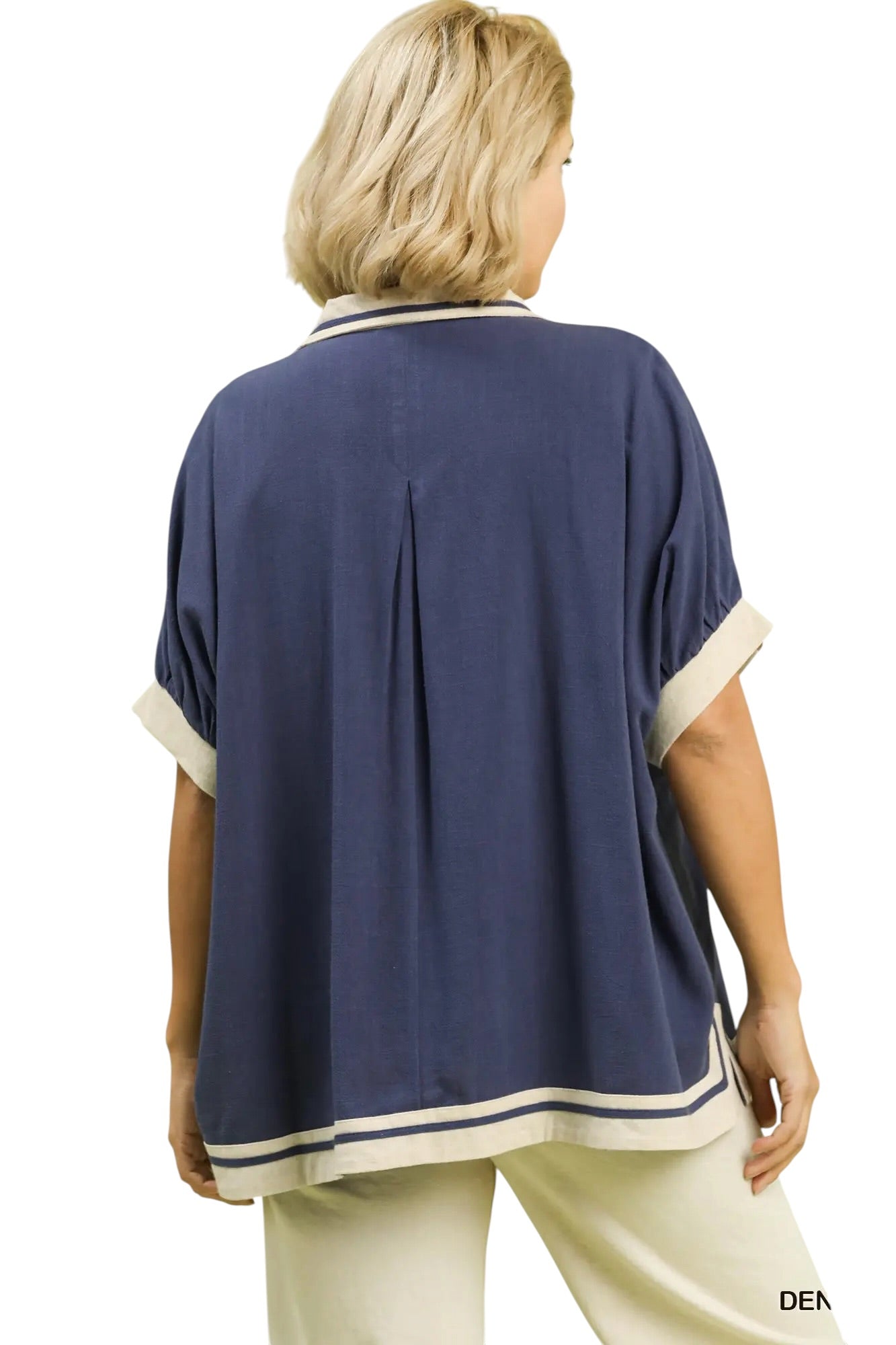 Everyday Chic Blue Linen Top