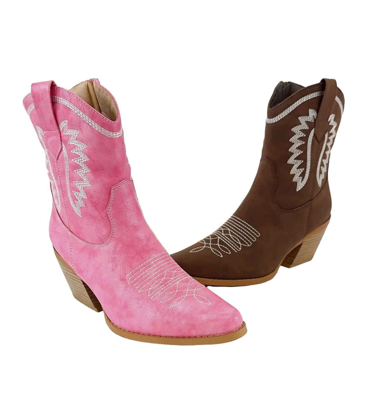 The Caroline Pink Western Bootie
