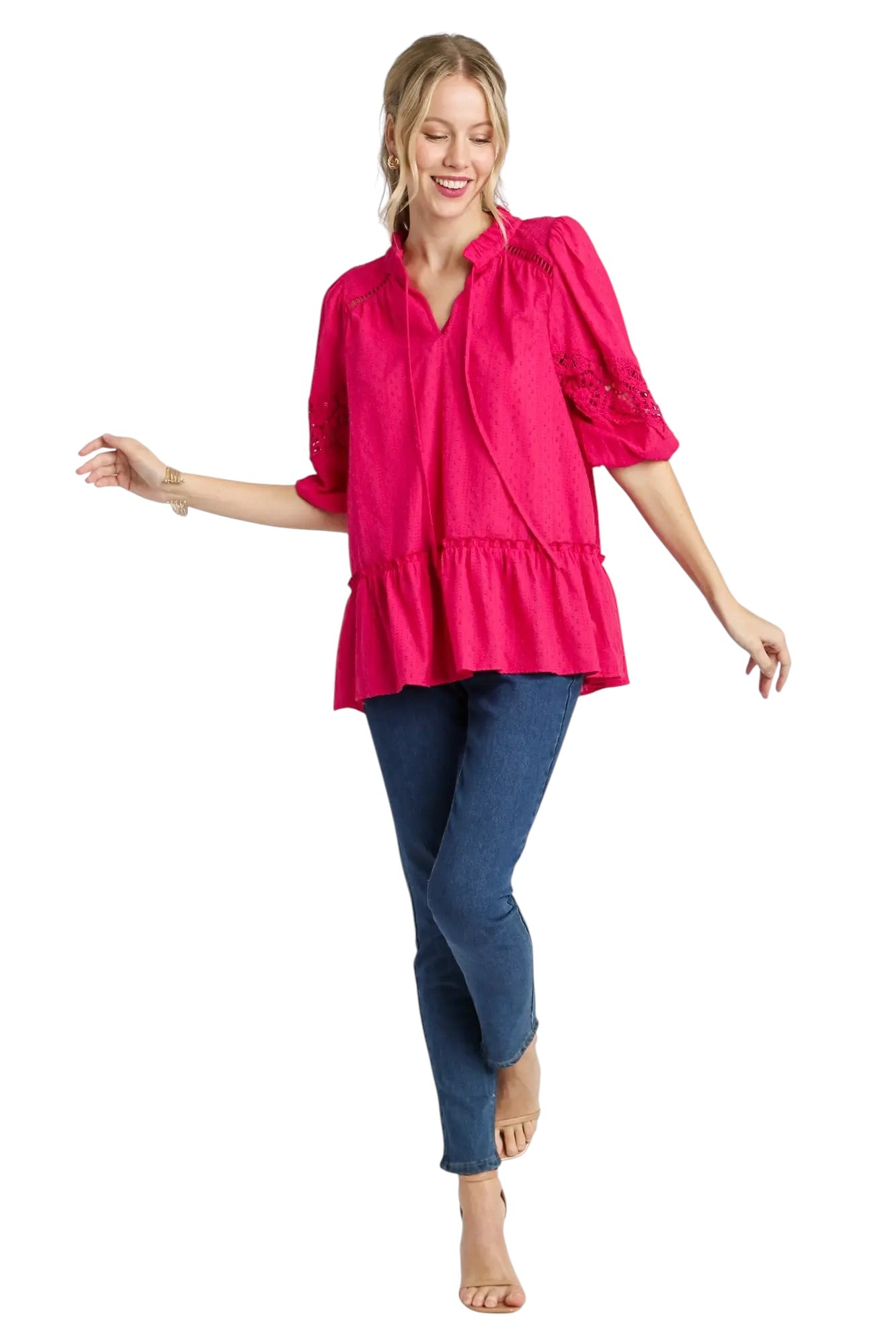 Primped In Fuchsia Babydoll Top