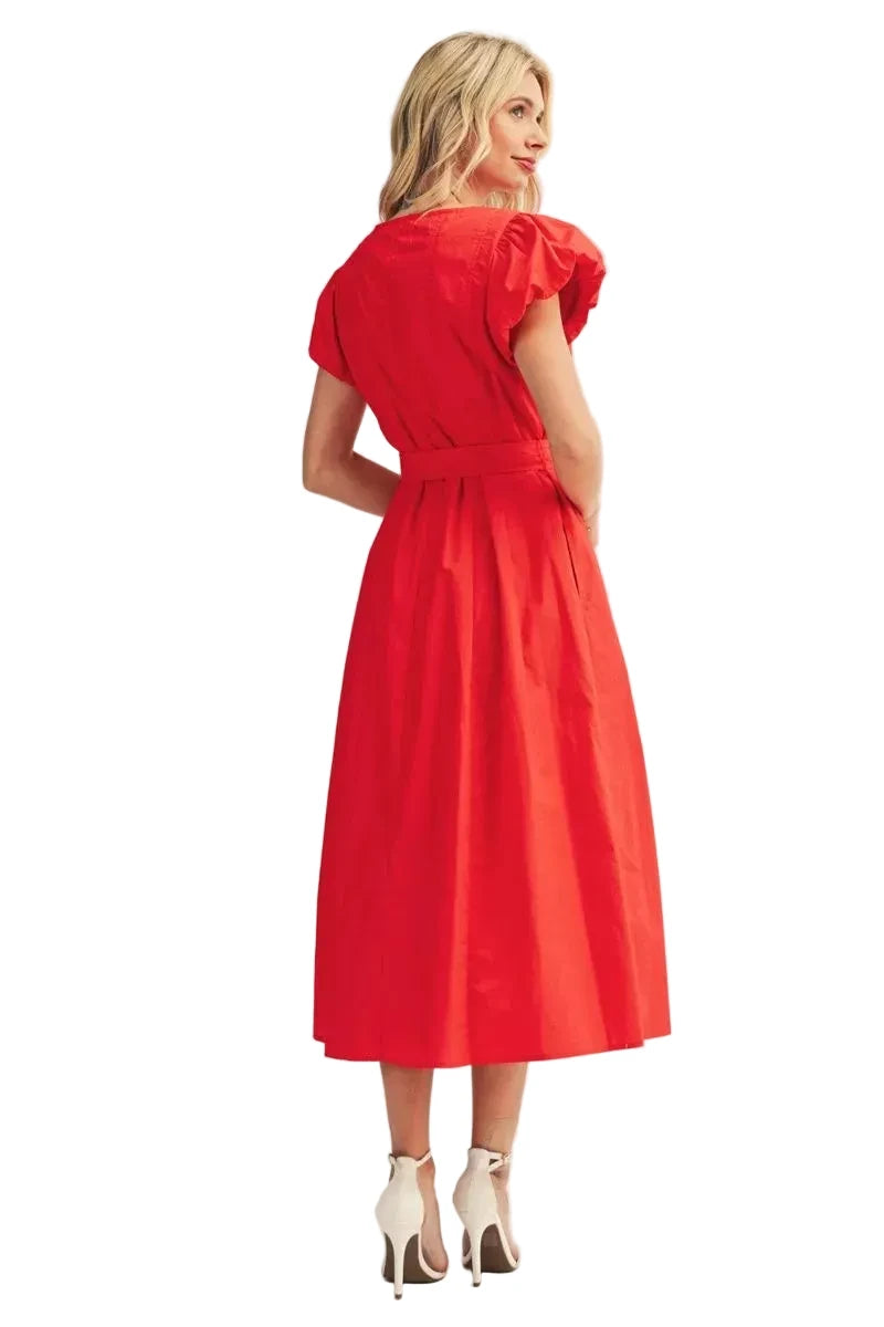 Everyday Red Belted Dress