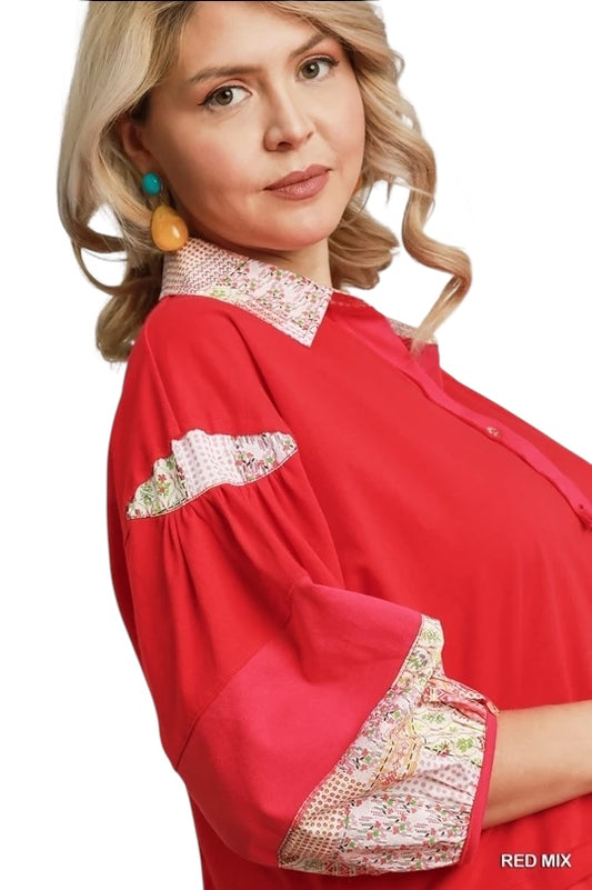 Curvy: Stay Classy Red Mix Dress