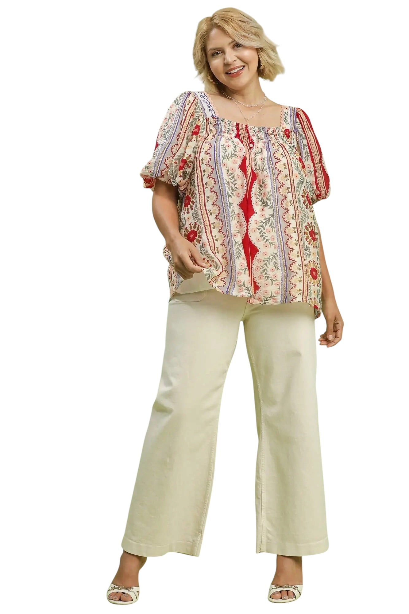(P) Modern Patchwork Smocked Top