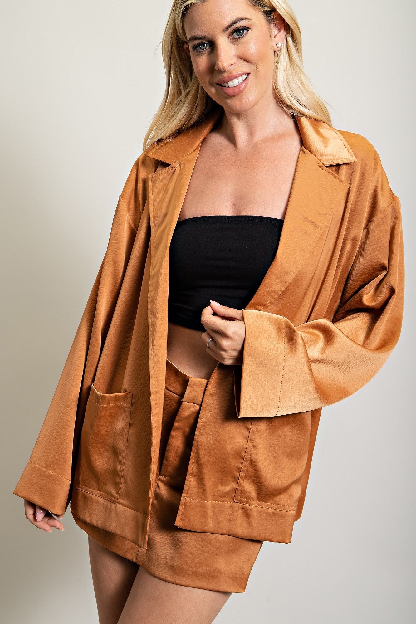 Golden Bronze: Boss Status For Me Silk Blazer