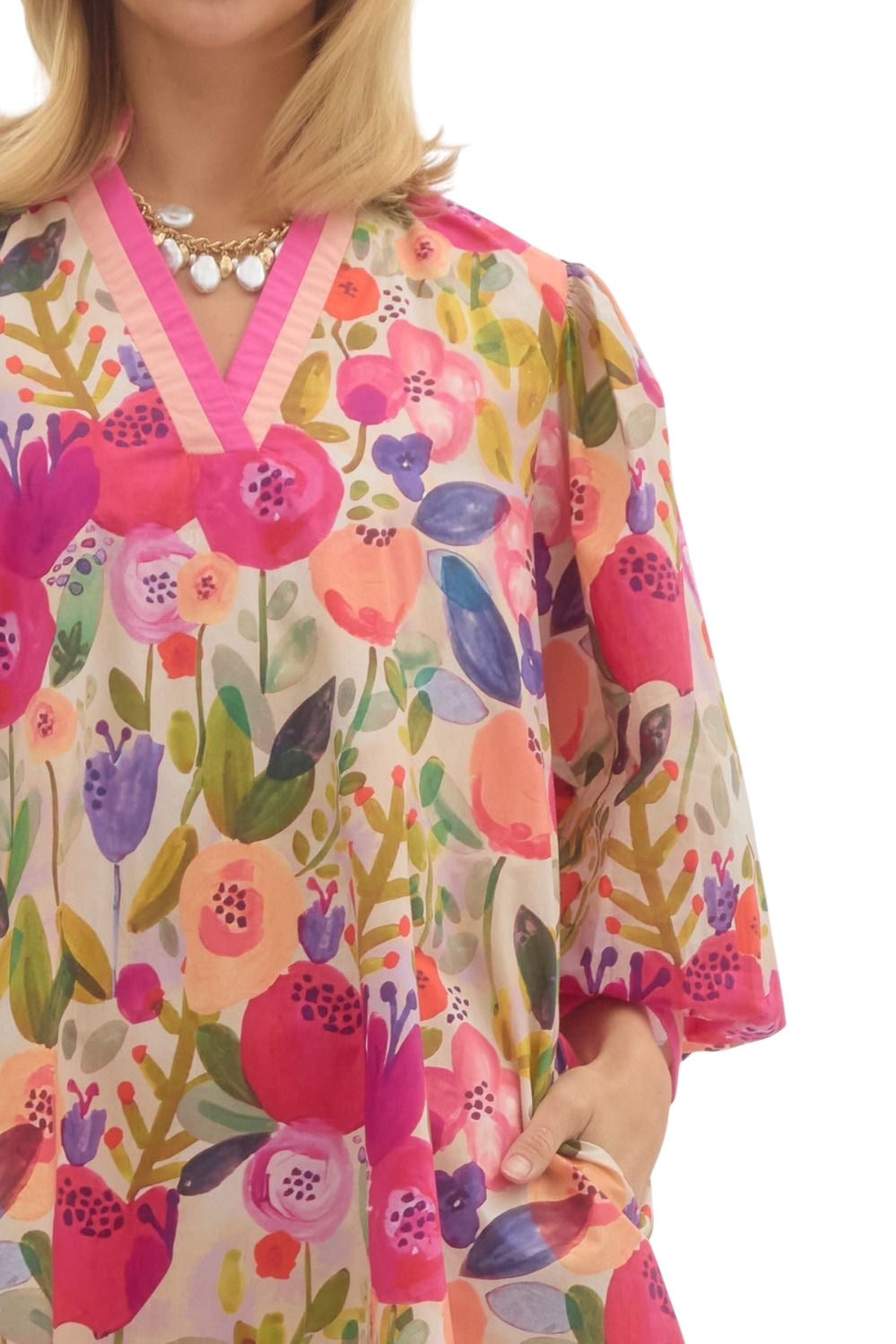 Field Of Magenta Florals Dress