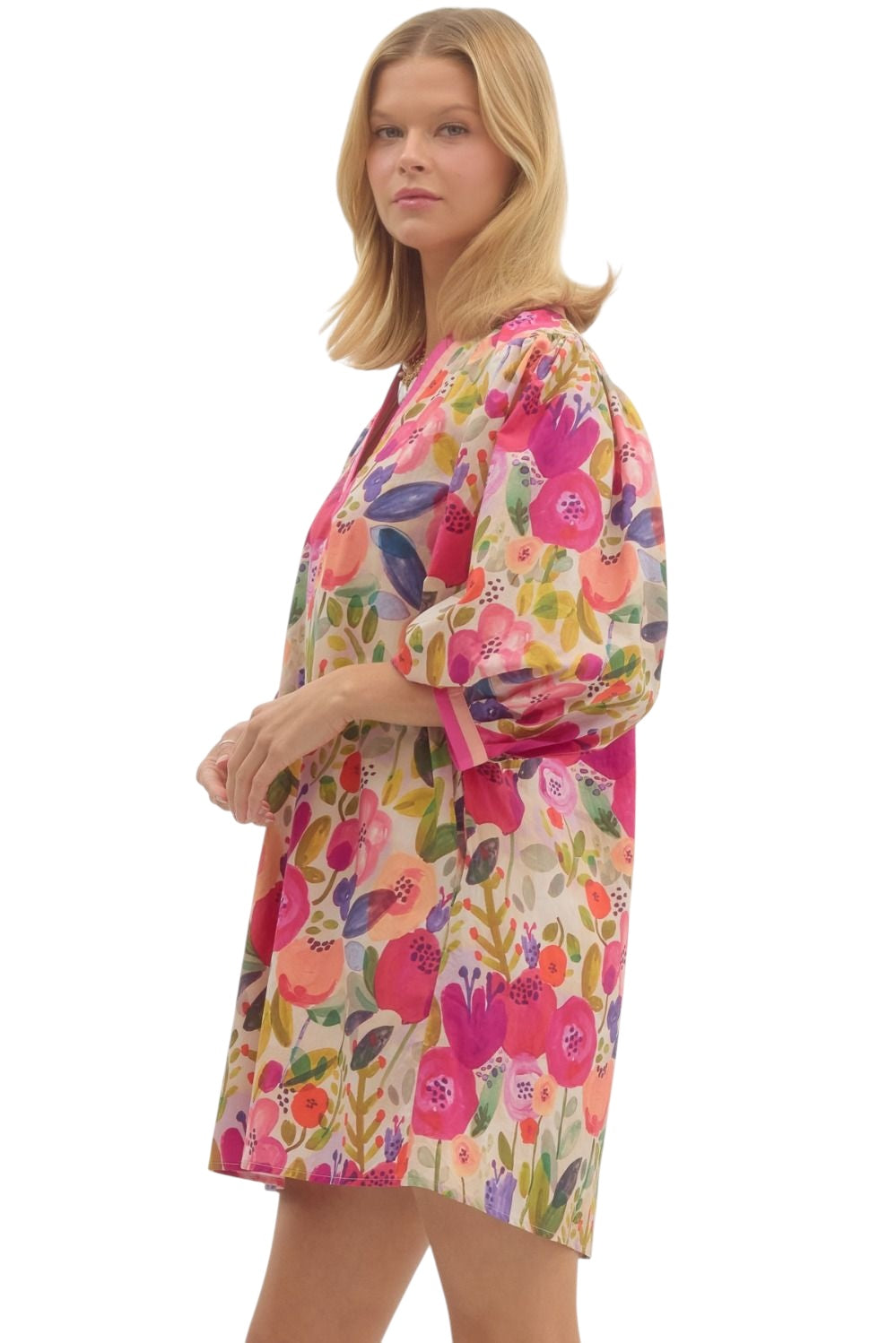 Field Of Magenta Florals Dress