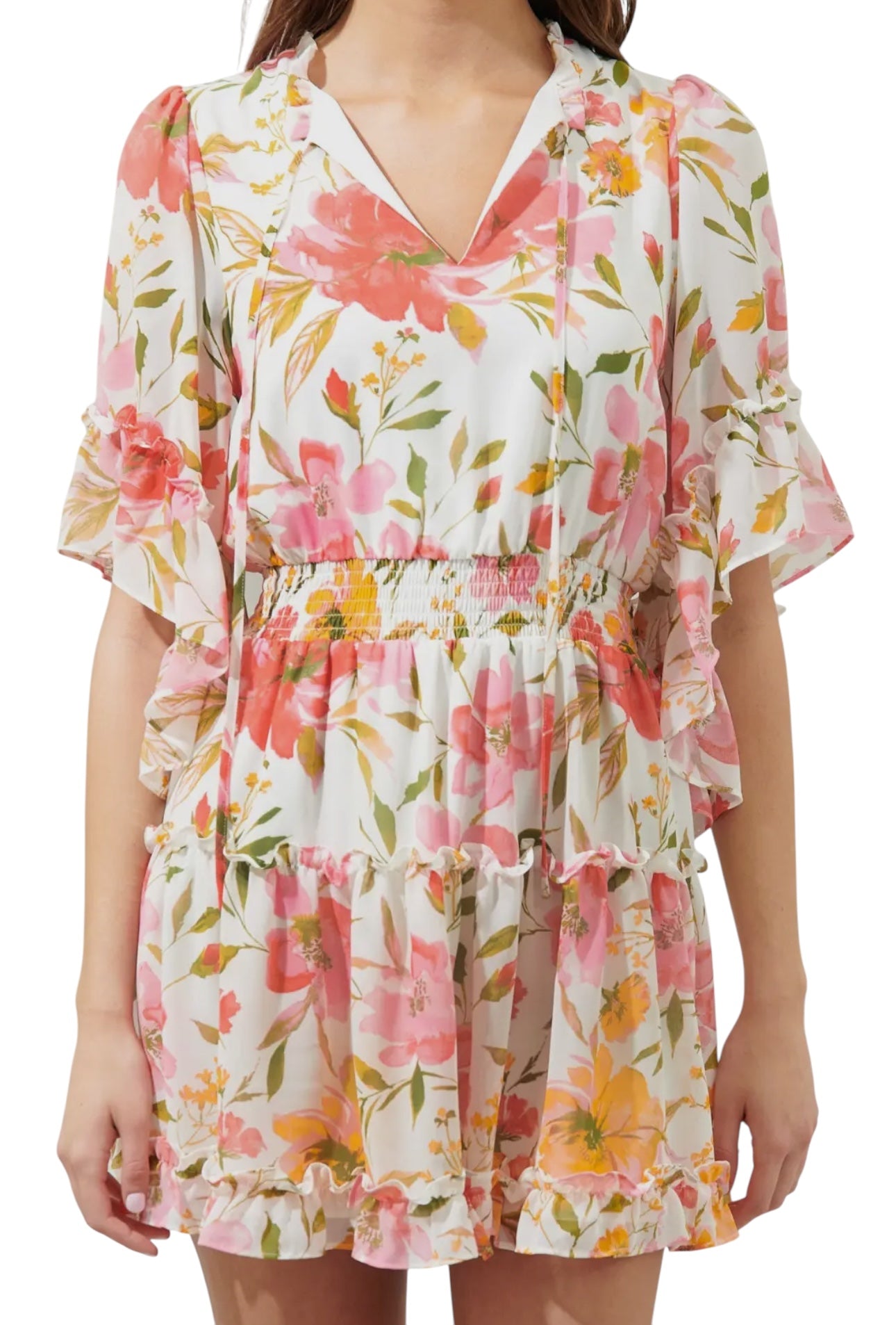 Lively Dreams White Floral Dress