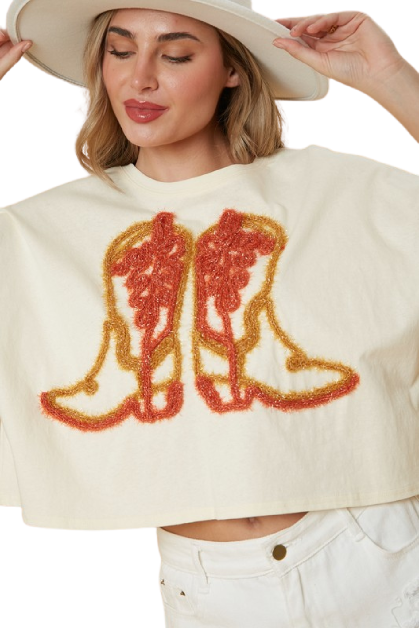 Peach Cowboy Boots Tee