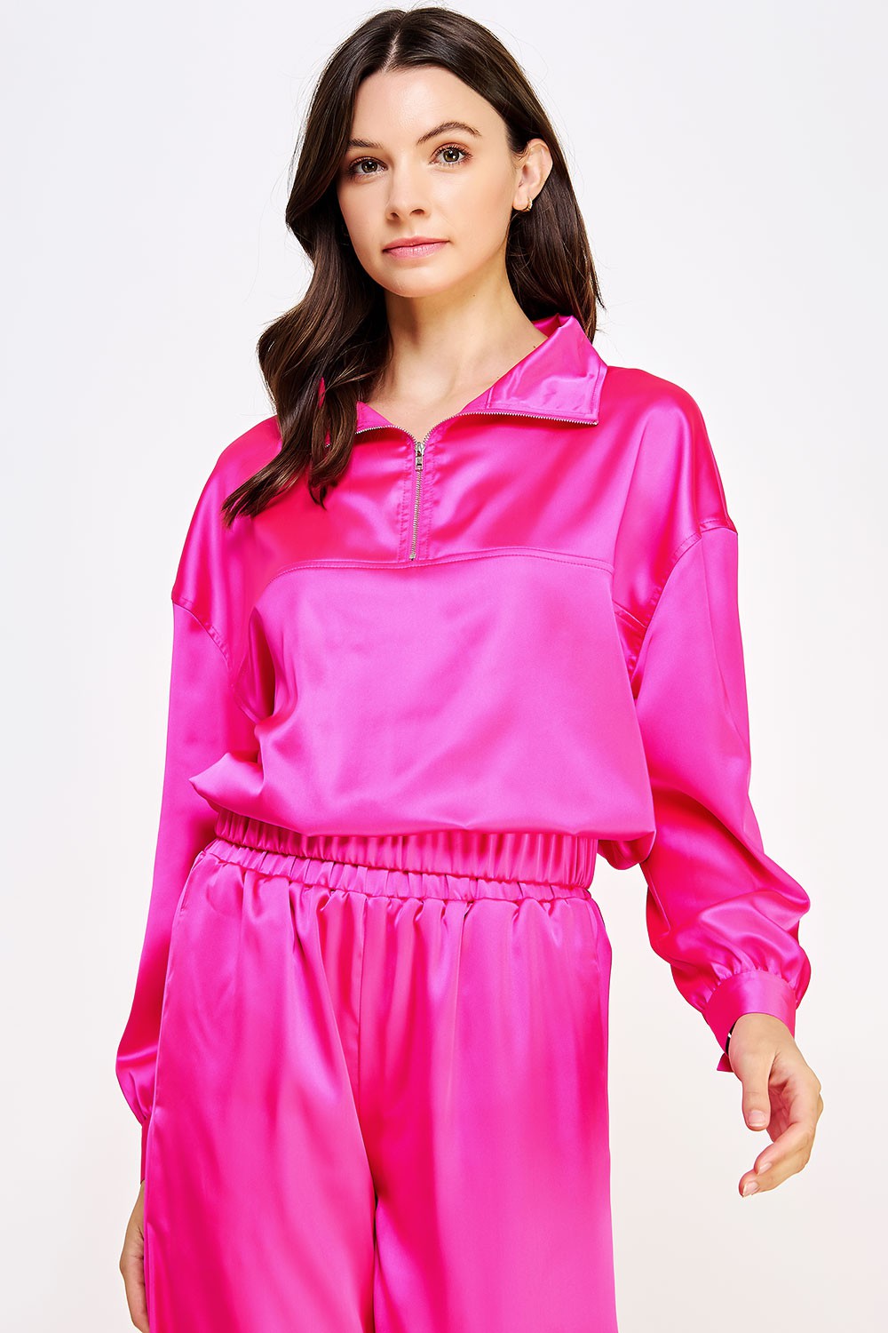 ELECTRIC PINK: SASSY EVERYDAY SATIN ESSENTIAL JACKET