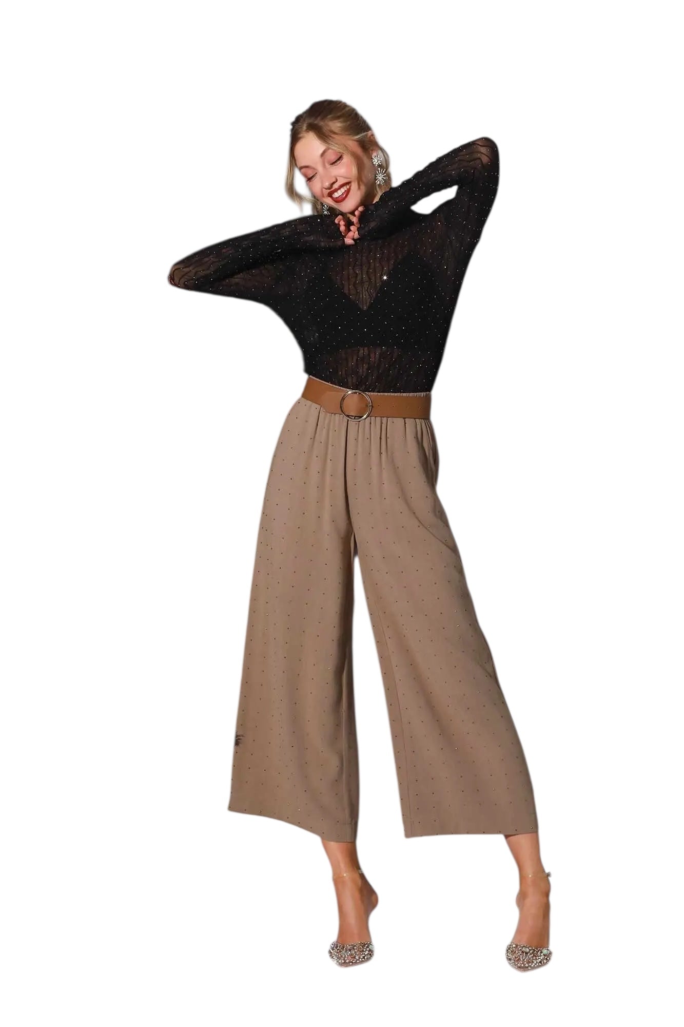 Done Deal Tan Studded Pant