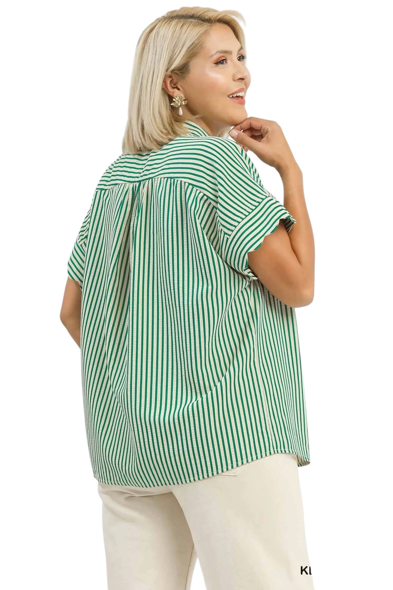 (P) Modern Scallop Detail Green Top
