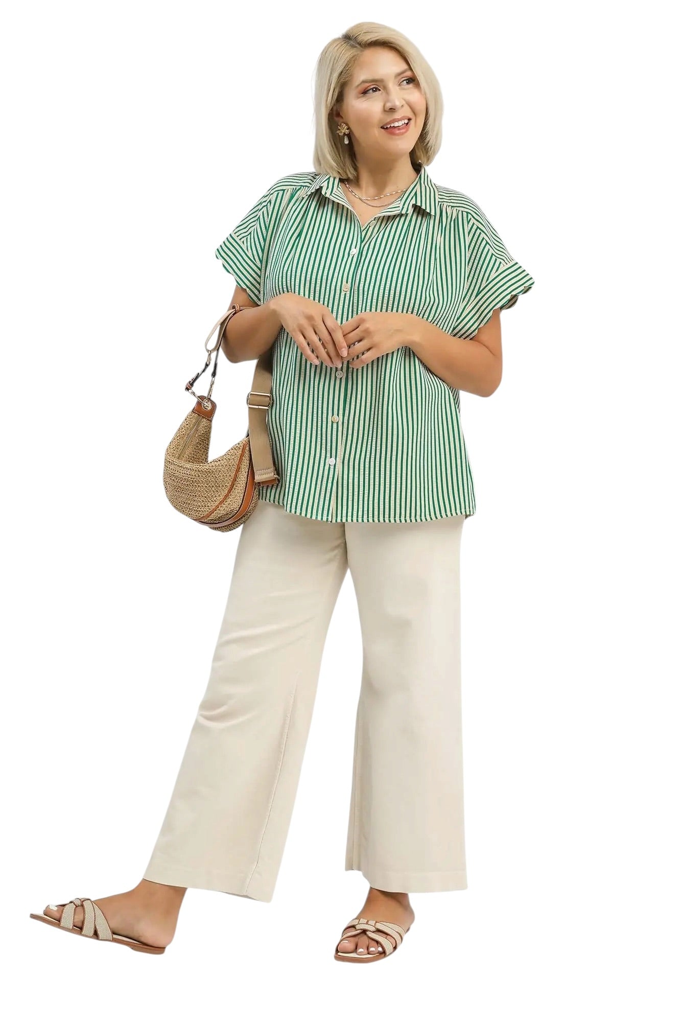 (P) Modern Scallop Detail Green Top