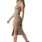 Much To Do Taupe Knit Dress