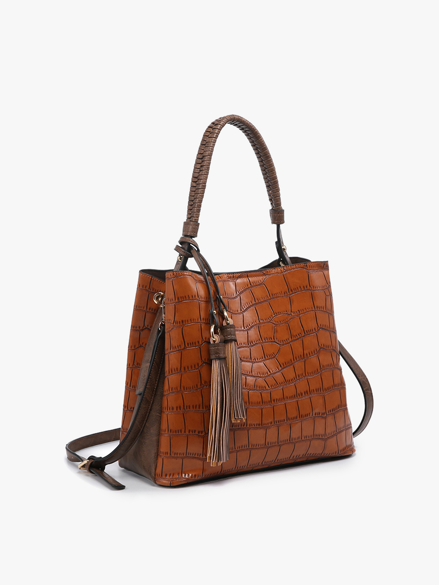 Olivia Croc Hobo Bag: Brown