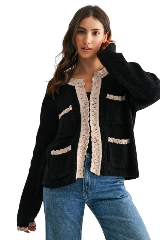 Think On It Black Cardigan