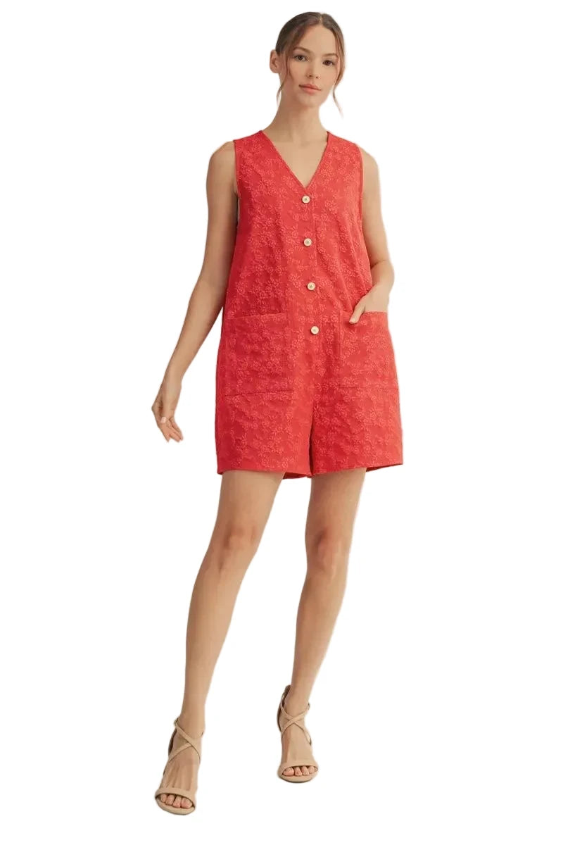 Modern Red Detailed Romper