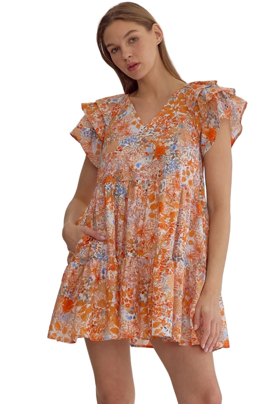 Travel With Me Orange Mix Dress