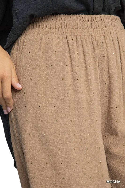 Done Deal Tan Studded Pant