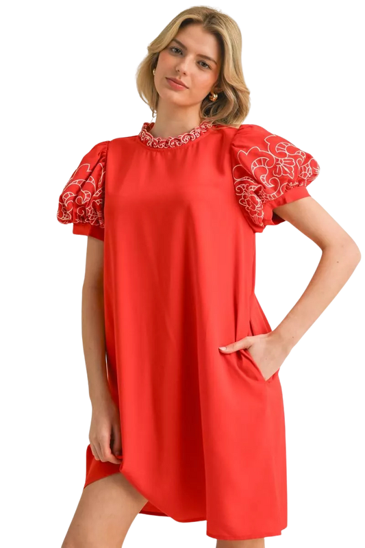Contemporary Red Embroidered Dress