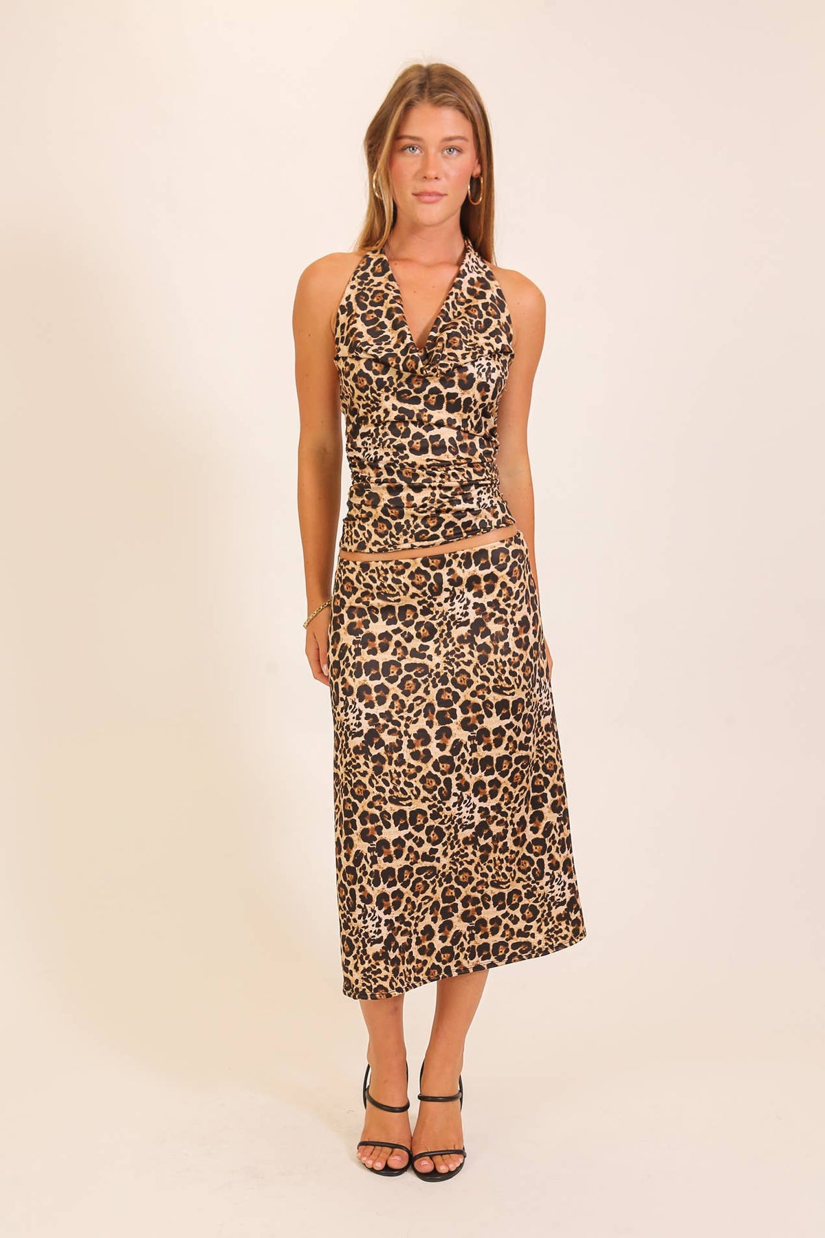 Wild Side Satin Midi Skirt