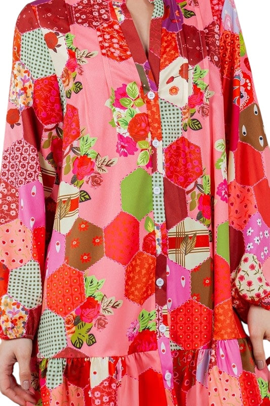 Patchwork Perfection Mixed Dress