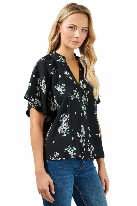 Floral Touch Black Top