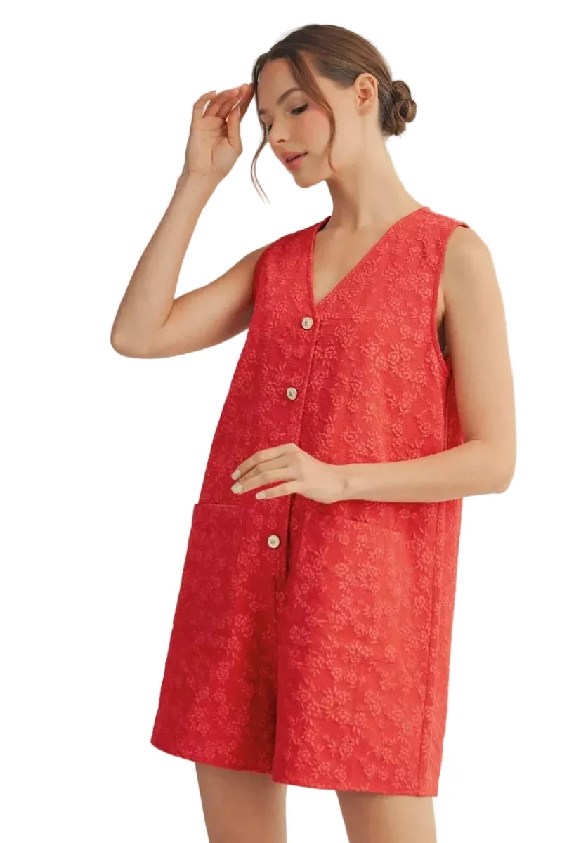 Modern Red Detailed Romper