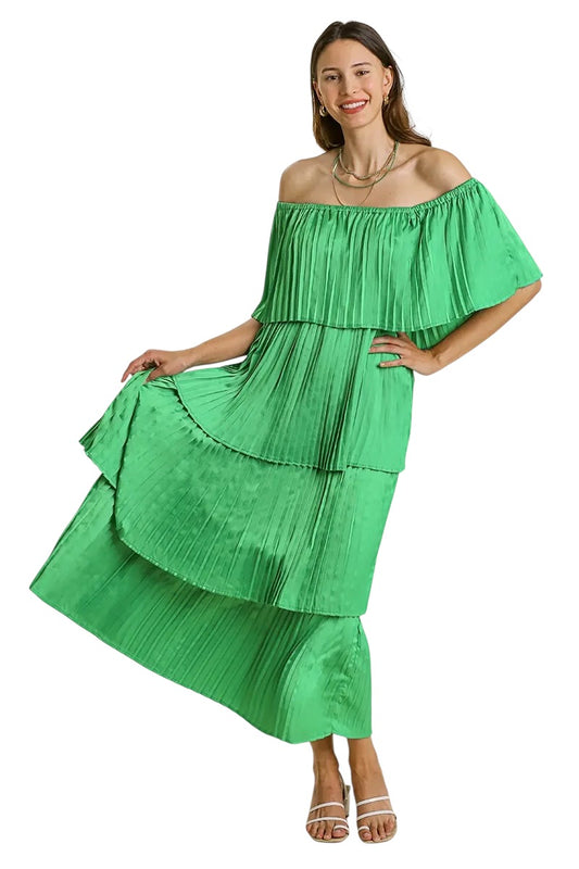 Elevated Satin Kelly Green Maxi
