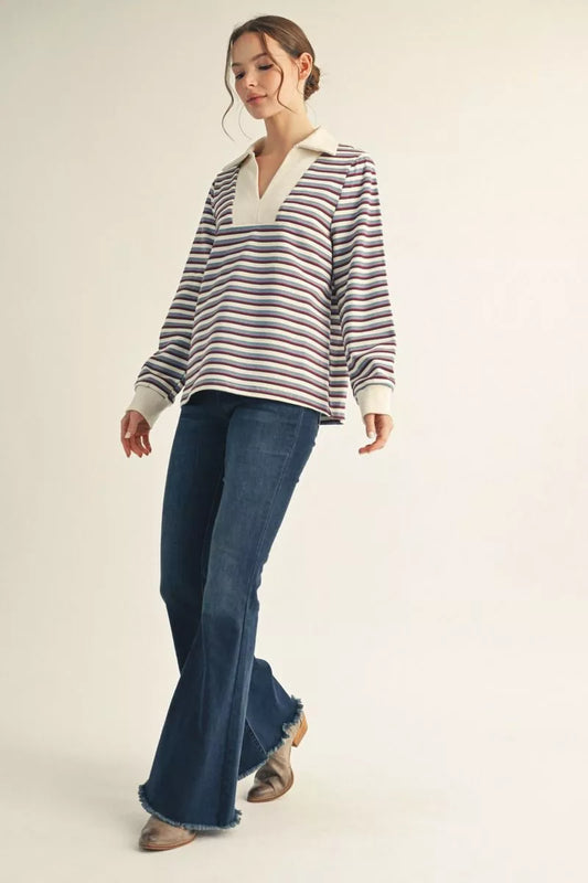 Raisin Denim Contrast Top