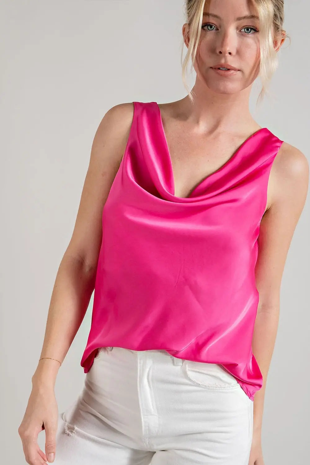 Keep Me Smiling Pink Satin Top