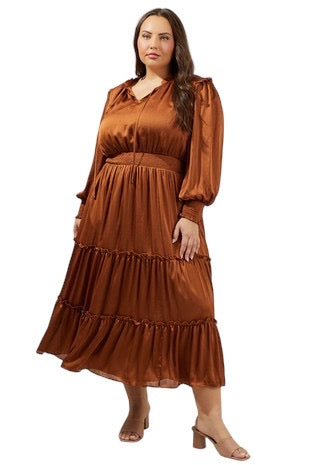 Wind Down Chocolate Satin Dress