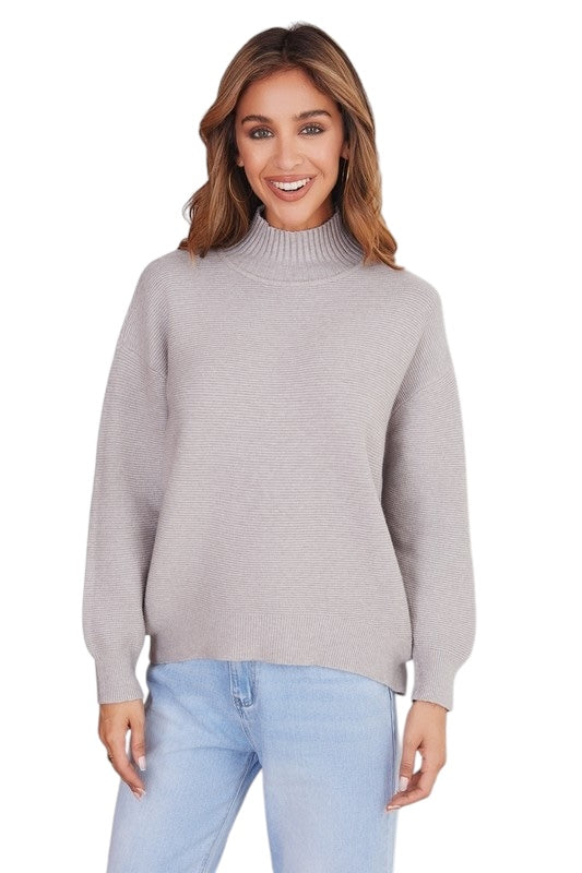 She Stuns In Solids Sweater