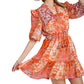 Elegant Smocked Orange Mix Dress