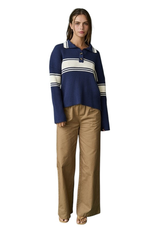 Hidden Reflections Navy Knit Sweater