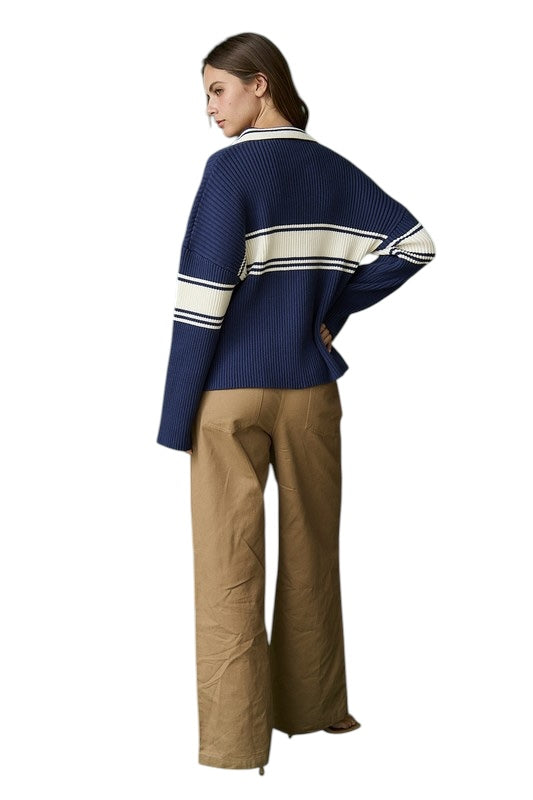Hidden Reflections Navy Knit Sweater