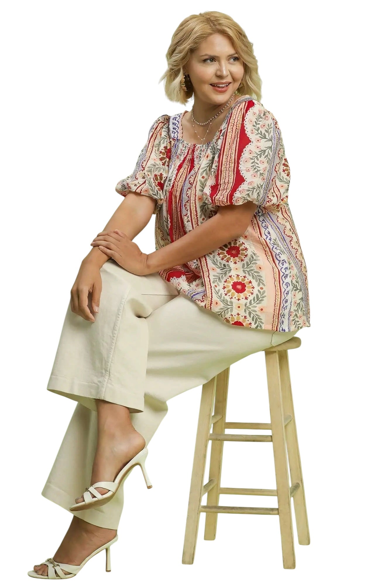 (P) Modern Patchwork Smocked Top