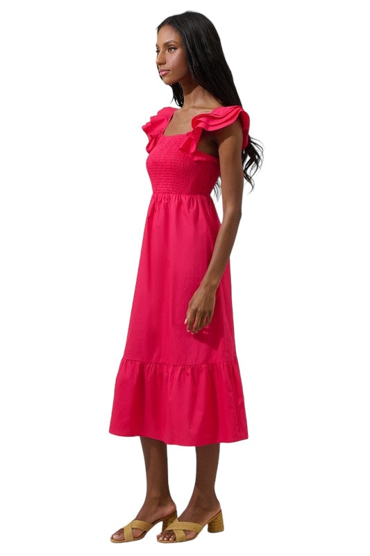 Safe To Say Hot Pink Midi Dress