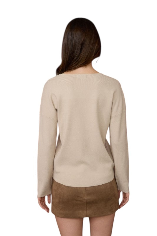 Please Tell Me Cream Sweater