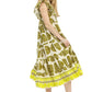 Abstract Print Olive Mix Midi Dress