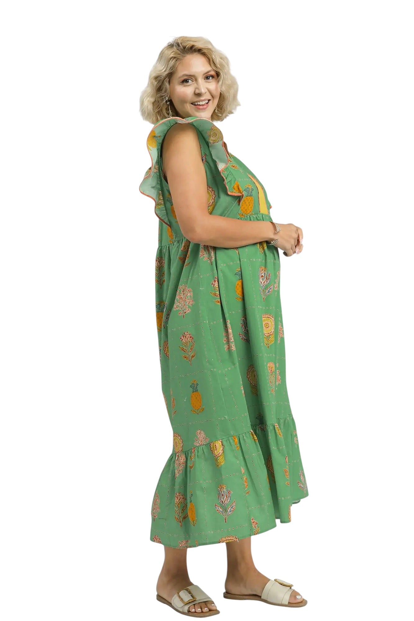 (P) Elevated Vacation Mint Mix Midi Dress