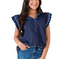 Let The Good In Navy Top