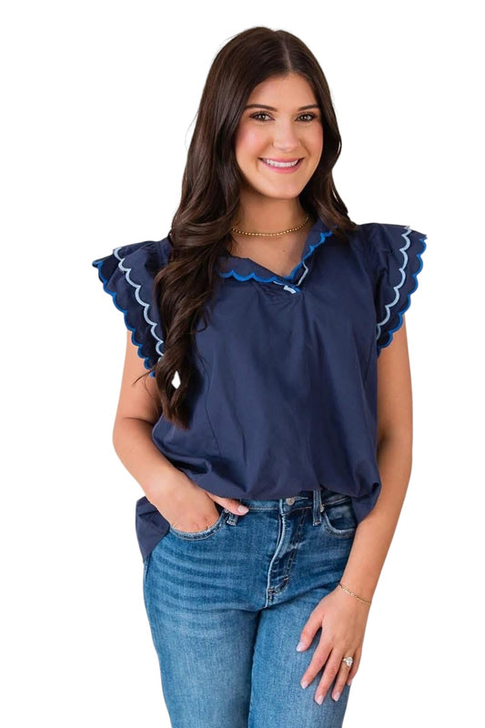 Let The Good In Navy Top