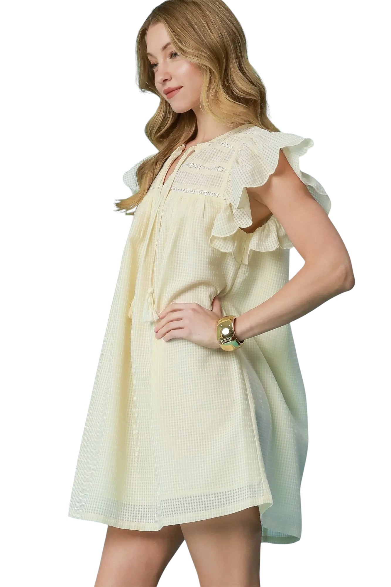 Modern Ruffle Cream Dress