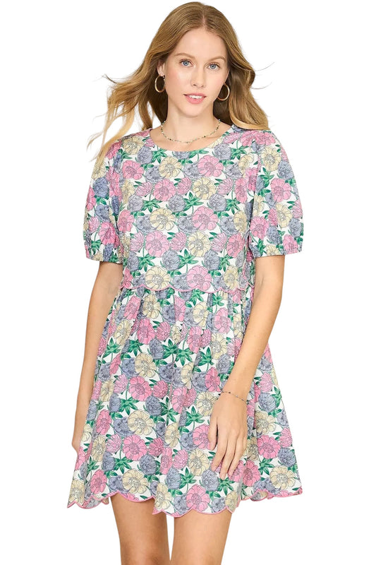 Chic Floral Mix Mini Dress